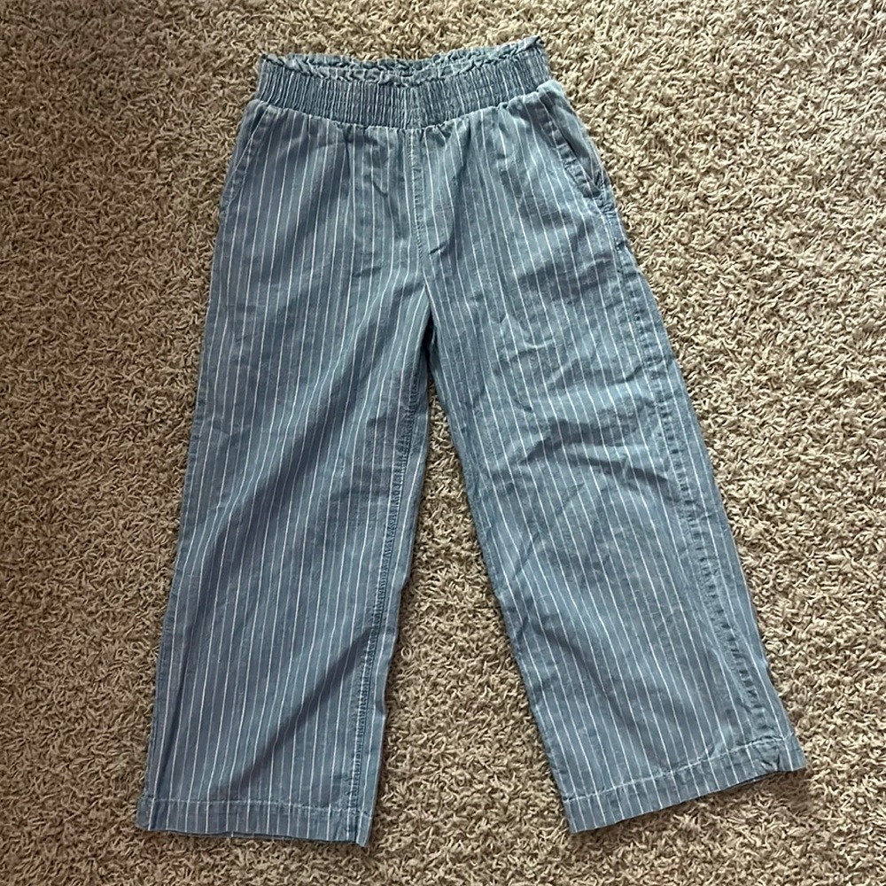 GAP Denim Girls Large Blue Cropped Pants with Stripes and Pockets